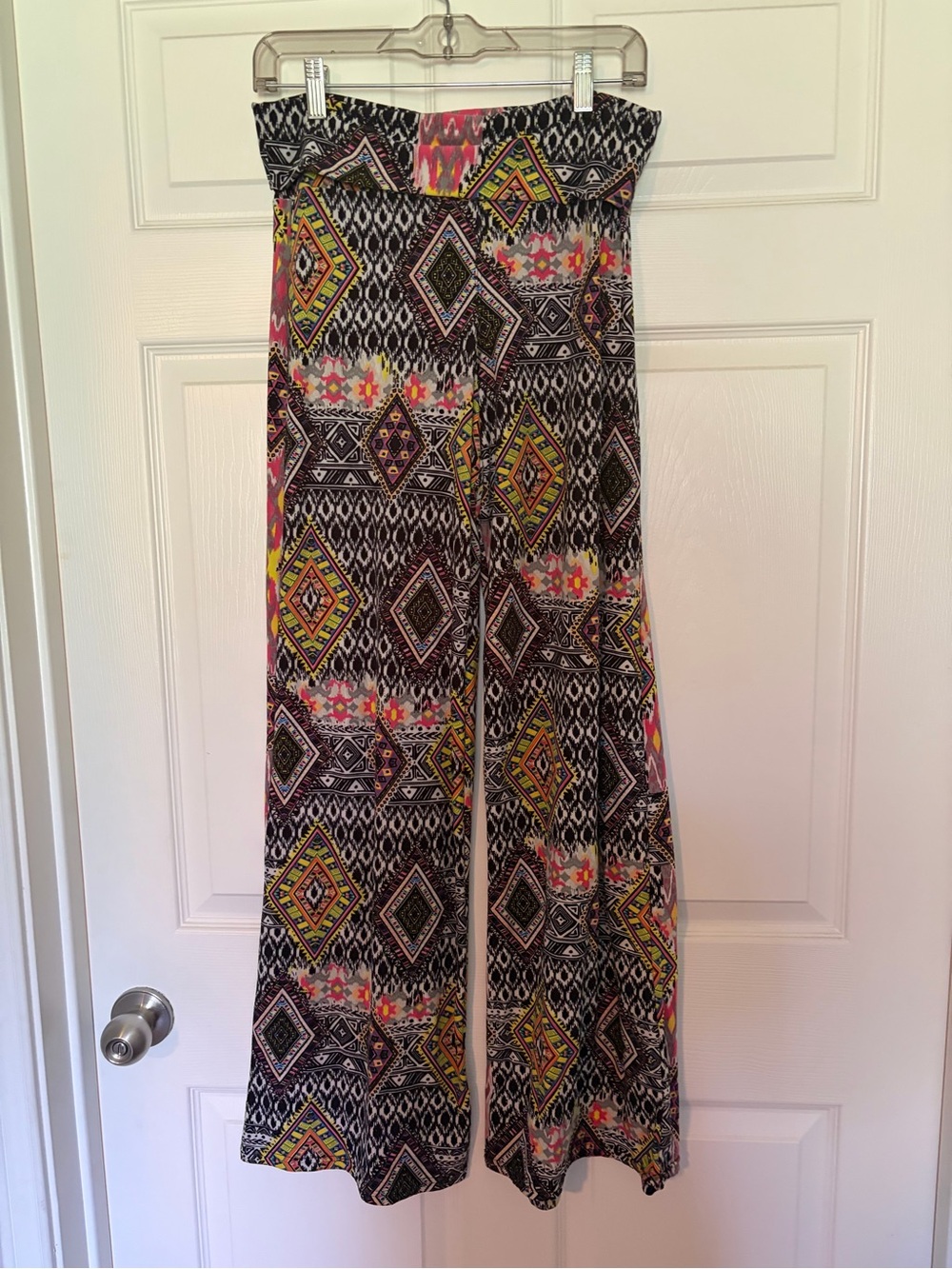 Hot Kiss Black Multi Tribal Print Flare Pants
